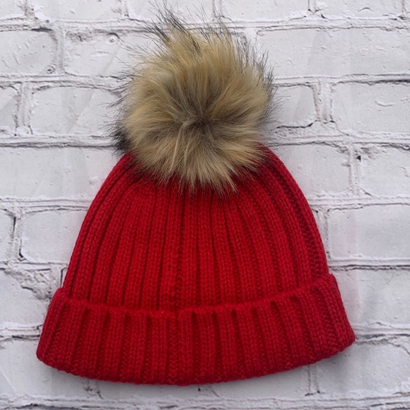 J. Crew Harvest Red Allen Yarn Pom Pom Hat Beanie